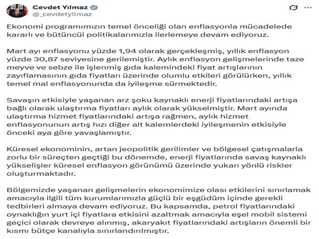 Cumhurbaşkanı Yılmaz