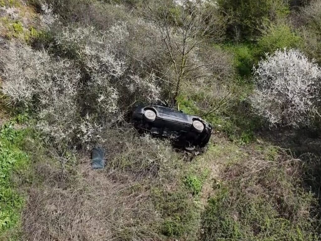 İstanbul Eyüpsultan'da Otomobil Ormanlık Alana Uçtu; Sürücü Araçta Sıkıştı