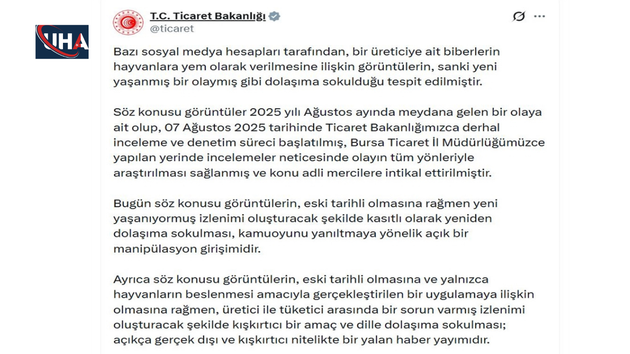 Ticaretbakanligibiberlerinhayvanlaraverildigihaberi